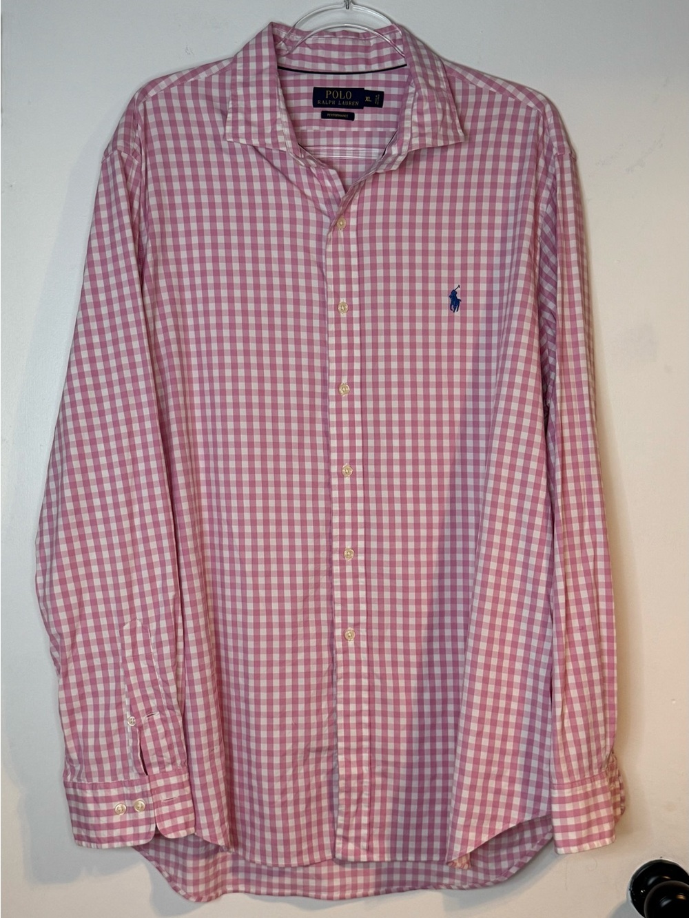 Polo Ralph Lauren Performance Shirt Men’s XL Pink Gingham Stretch Button Down